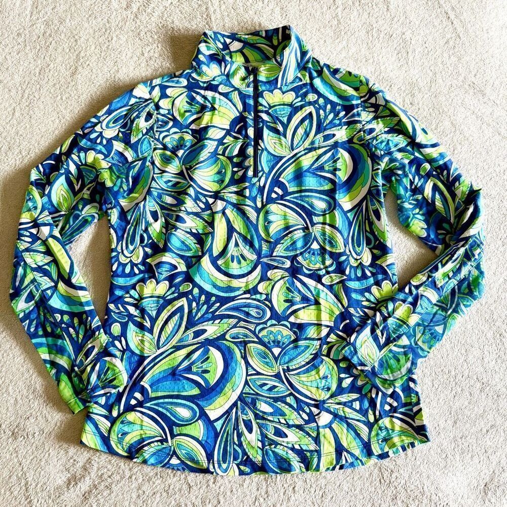 NWOT IBKUL Jackie Longsleeve Zip Mock Golf Polo Top